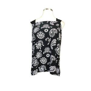 Slinky Brand Size 3X Plus Size Black White Stretchy Print Flowy Blouse Top